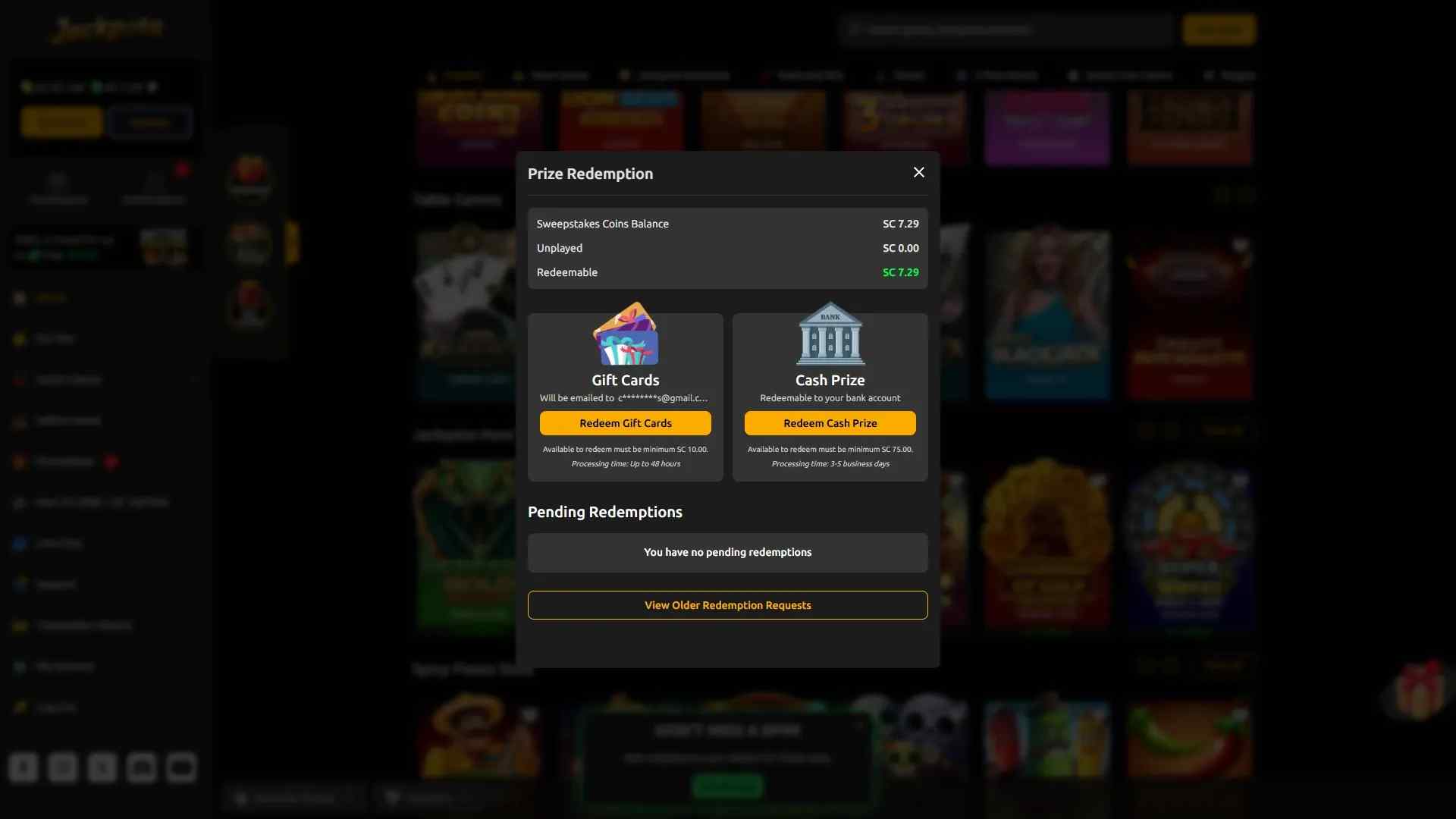 Prize redemptions